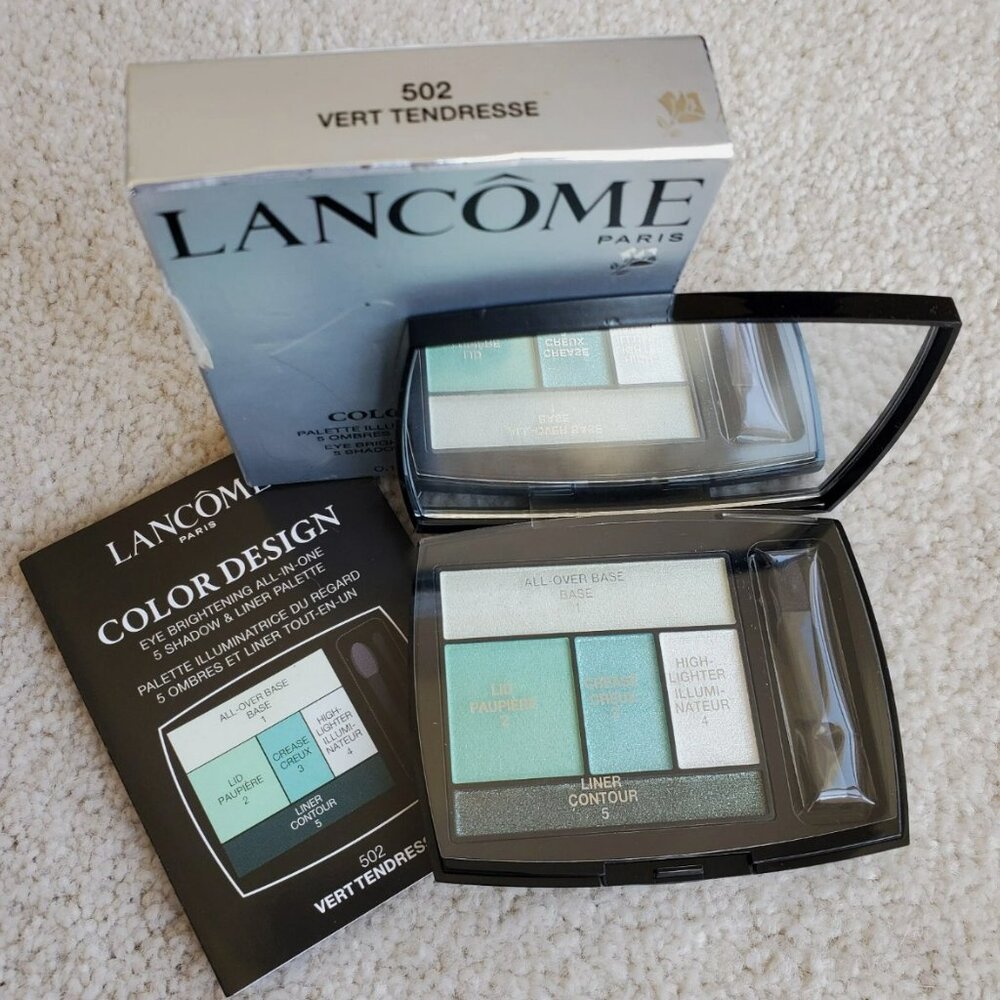 Lancôme 502 Vert Tendresse Eyeshadow Palette All-In-One 5 Shadow & Liner NIB